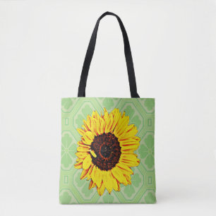 Sonnenblume auf Vintagen Green Tote Bag Carry All Tasche