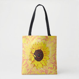 Sonnenblume auf Vintager Gelbtüte Tasche