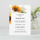 Sonnenblume auf Weiß ändern Datumsangaben Einladung (Stehend Vorderseite)