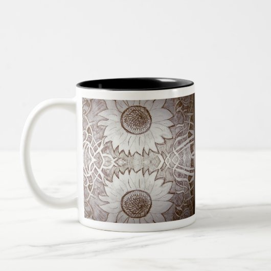 Sonnenblume auf Zuhause Zweifarbige Tasse (Links)