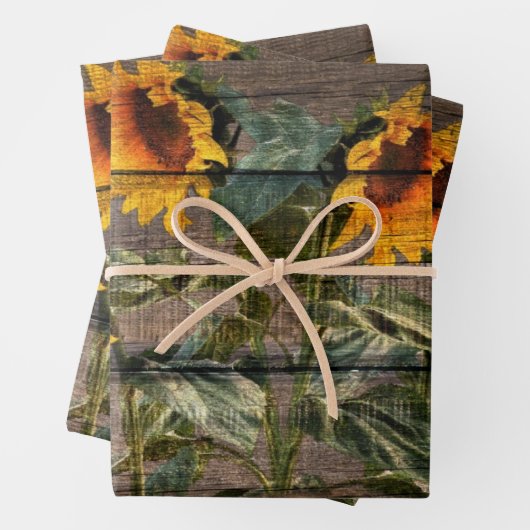 Sonnenblume aus Rustikalem Holz Geschenkpapier Set (Beispiel)