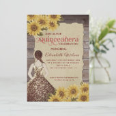 Sonnenblume aus Vintagem Holz Einladung (Stehend Vorderseite)