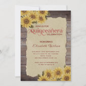 Sonnenblume aus Vintagem Holz Einladung (Vorderseite)