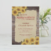 Sonnenblume aus Vintagem Holz Einladung (Stehend Vorderseite)