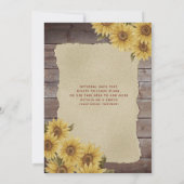 Sonnenblume aus Vintagem Holz Einladung (Rückseite)