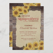 Sonnenblume aus Vintagem Holz Einladung (Vorne/Hinten)
