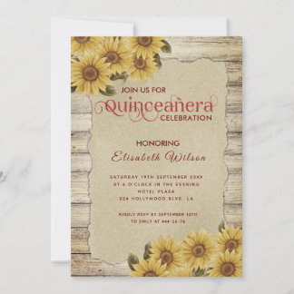 Sonnenblume aus Vintagem Holz Einladung