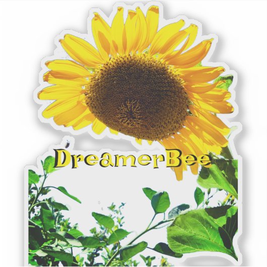 Sonnenblume ausgeschnitten Aufkleber mit Biene (Vorderseite)