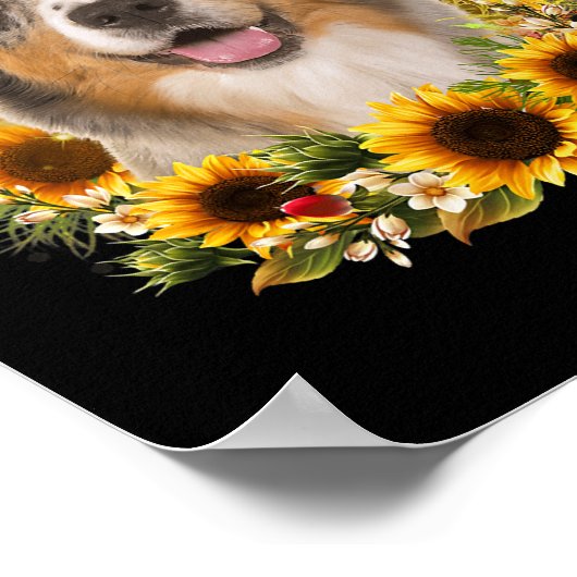 Sonnenblume Australischer Schäferhund Muttertag fü Poster (Ecke)