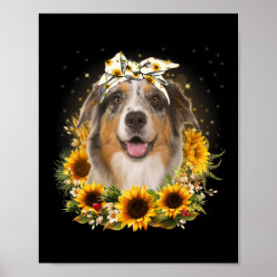 Sonnenblume Australischer Schäferhund Muttertag fü Poster