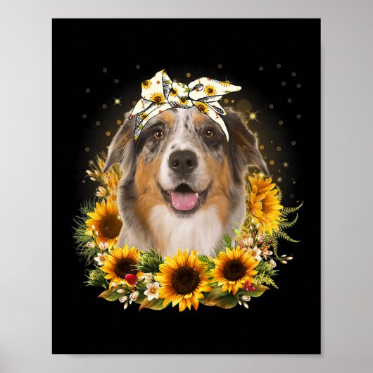 Sonnenblume Australischer Schäferhund Muttertag fü Poster (Vorne)