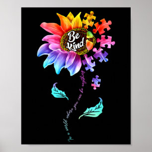 Sonnenblume Autismus-Bewusstsein Sei nett Puzzle M Poster