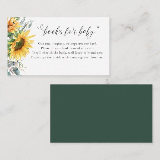 Sonnenblume Baby Duschbücher für Baby Begleitkarte (Vorne/Hinten)