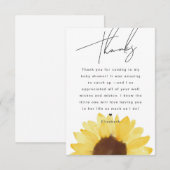 Sonnenblume Baby Dusche Blumenkohl Dankeschön Kart Begleitkarte (Vorne/Hinten)