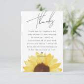 Sonnenblume Baby Dusche Blumenkohl Dankeschön Kart Begleitkarte (Stehend Vorderseite)