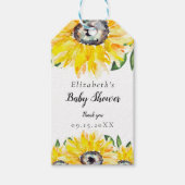 Sonnenblume Baby Dusche Chic Wasserfarbe Blütenblu Geschenkanhänger (Vorderseite)