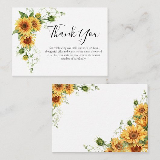 Sonnenblume Baby Dusche Danke Karte (Vorne/Hinten)