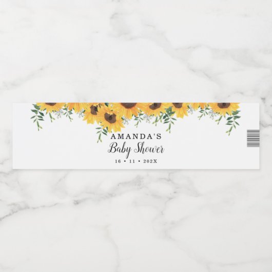 Sonnenblume Baby Dusche Wasser Flasche Etikett Set (Einzelnes Label)