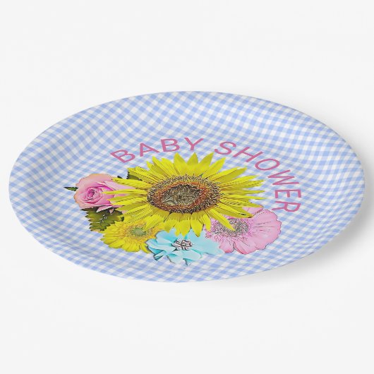 Sonnenblume-Baby-Duschen-Papier-Teller Pappteller (Schrägansicht)