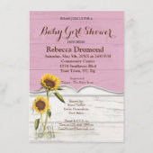 Sonnenblume Baby Girl Dusche Whitewusch Barn Wood Begleitkarte (Vorderseite)