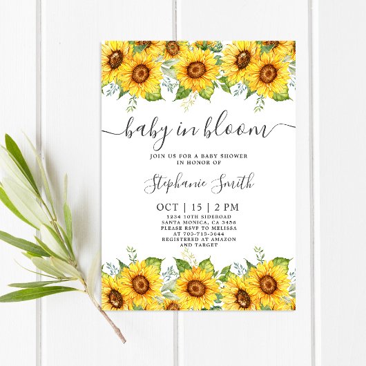 Sonnenblume Baby in Bloom Baby Shower Girl Einladung