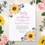 Sonnenblume Baby in Bloom Pink Blütendusche Einladung<br><div class="desc">Die Babydusche ist in einem modernen,  floralen Aquarell-Design mit Sonnenblumen,  rosa Blume und Eukalyptusblättern gehalten. Personalisieren Sie die Einladungsworte mit Ihrem eigenen Text. Es sind auch Matching-Elemente verfügbar. Besuchen Sie bitte unser Geschäft.</div>