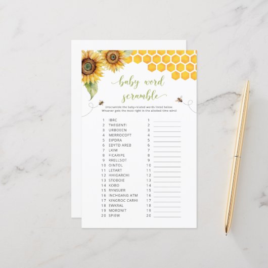 Sonnenblume Baby Word Scramble Baby Duschgel Spiel (Vorderseite/Rückseite Beispiel)