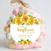 Sonnenblume Babydusche Dank Rundaufkleber