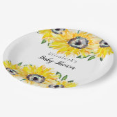 Sonnenblume Babydusche Skript Personalisierte Blum Pappteller (Schrägansicht)