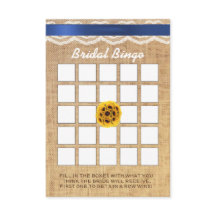 Sonnenblume Ball Lace & Burlap Brautparty Bingo