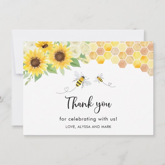 Sonnenblume Bee Baby Dusche Dankeskarte (Vorderseite)