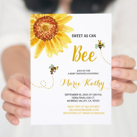 Sonnenblume Bee Baby Dusche Einladung