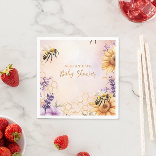 Sonnenblume Bee Baby Dusche Mommy zu Baby Dusche Serviette (Beispiel)