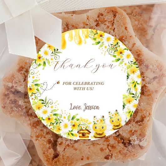 Sonnenblume Bee Baby Dusche Runder Aufkleber