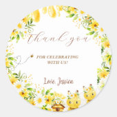 Sonnenblume Bee Baby Dusche Runder Aufkleber (Vorderseite)