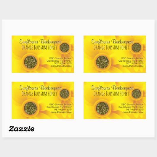 Sonnenblume Beekeeper Honig Jar rechteckige Aufkle Rechteckiger Aufkleber (Blatt)