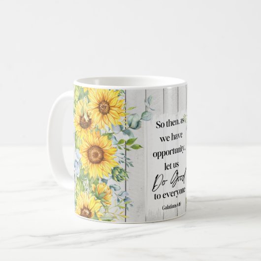 Sonnenblume Bibel Verse Kaffee Tasse (Vorderseite Links)
