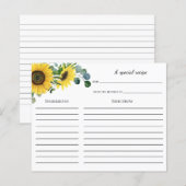 Sonnenblume Biene Brautparty Rezept Karte (Vorne/Hinten)