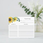Sonnenblume Biene Brautparty Rezept Karte (Stehend Vorderseite)