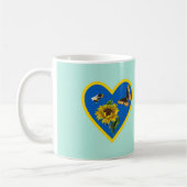 Sonnenblume Biene Butterfly Blauer Gelbes Herz auf Kaffeetasse (Links)