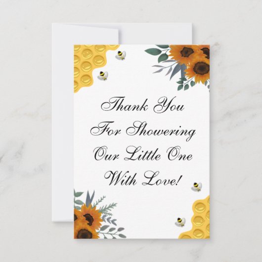 Sonnenblume Biene Danke Karte (Vorderseite)