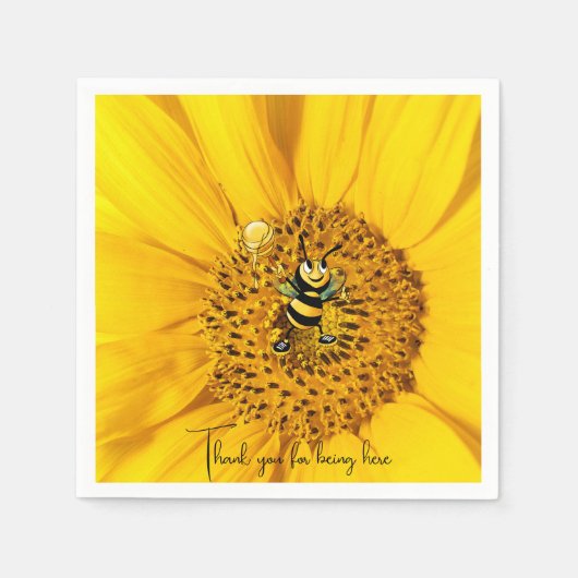 Sonnenblume & Biene Serviette (Vorderseite)