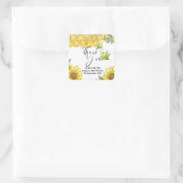 Sonnenblume Biene Vielen Dank für Ihr Bienengesang Quadratischer Aufkleber