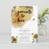 Sonnenblume | BienenBaby-Dusche Einladung (Stehend Vorderseite)