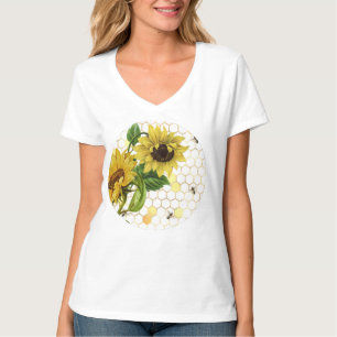 Sonnenblume Bienenstock Honeycomb Goldener Kreis T-Shirt