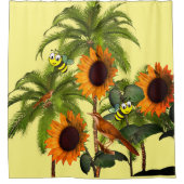 Sonnenblume Bird Bumblebee Duschvorhang (Vorderseite)