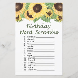 Sonnenblume BIRTHDAD WORD SCRAMBLE Game