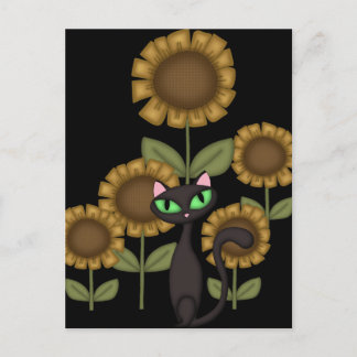 Sonnenblume Black Cat Postkarte