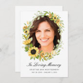 Sonnenblume Black Script Cross Foto Beerdigung Dankeskarte (Vorne/Hinten)