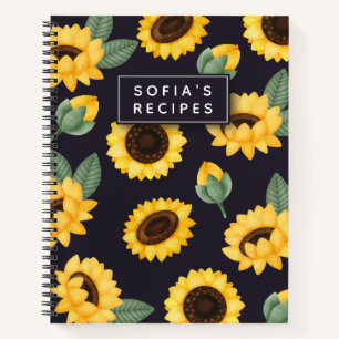 Sonnenblume Blank eigene Kochbuch Rezept zum Schre Notizblock